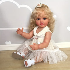 22" Realistic Vinyl Doll with Hand Planted Hair, Waterproof