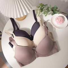 3pcs Solid T Shirt Bras Comfy & Breathable Push Up Bra Women's Lingerie