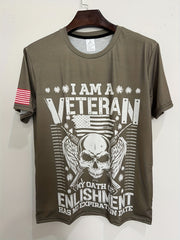 Men's Skull Print Tee Casual Comfy Crew Neck T-shirt