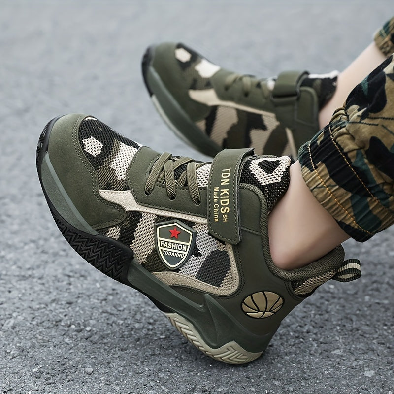 Boy's Camouflage Basketball Shoes Breathable Non Slip Sneakers