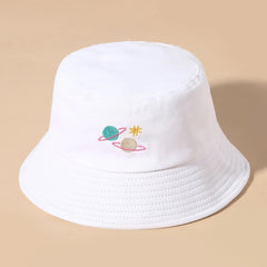 Planet Embroidered Bucket Hat Cartoon Hat For Women Christmas Gift For Her