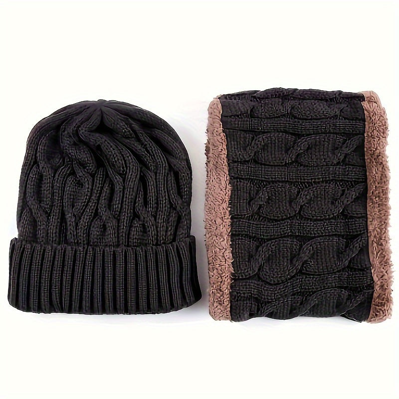 Winter Knitted Hat Scarf Gloves Set For Women Men