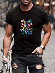 Men's Alphabet Pattern T-shirt for Outdoor Activities