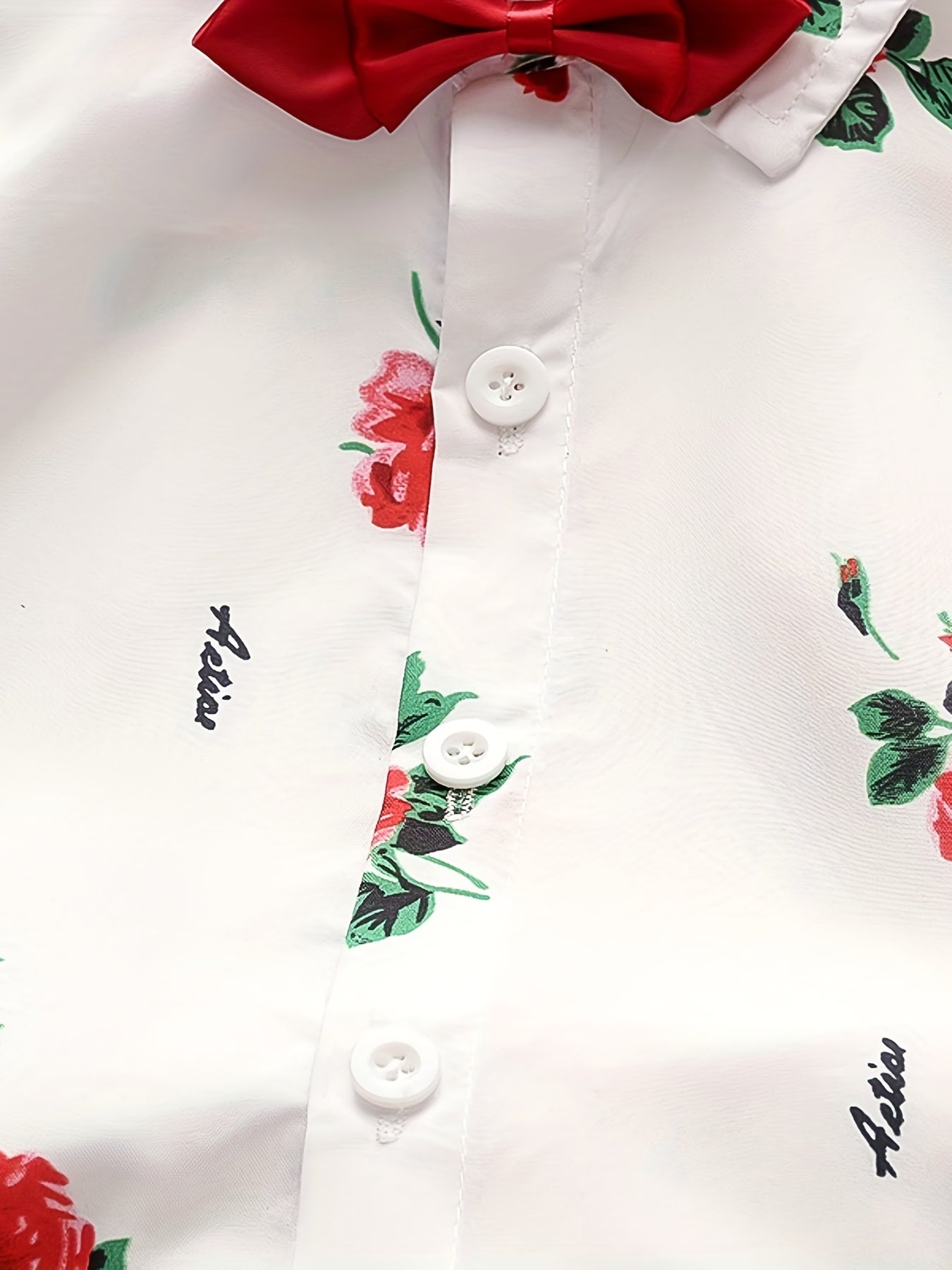 Boys Flower Cotton Shirt Tops Short Sleeves Button Down Casual