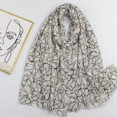 Stone Pattern Scarf with Frayed Edge for Women