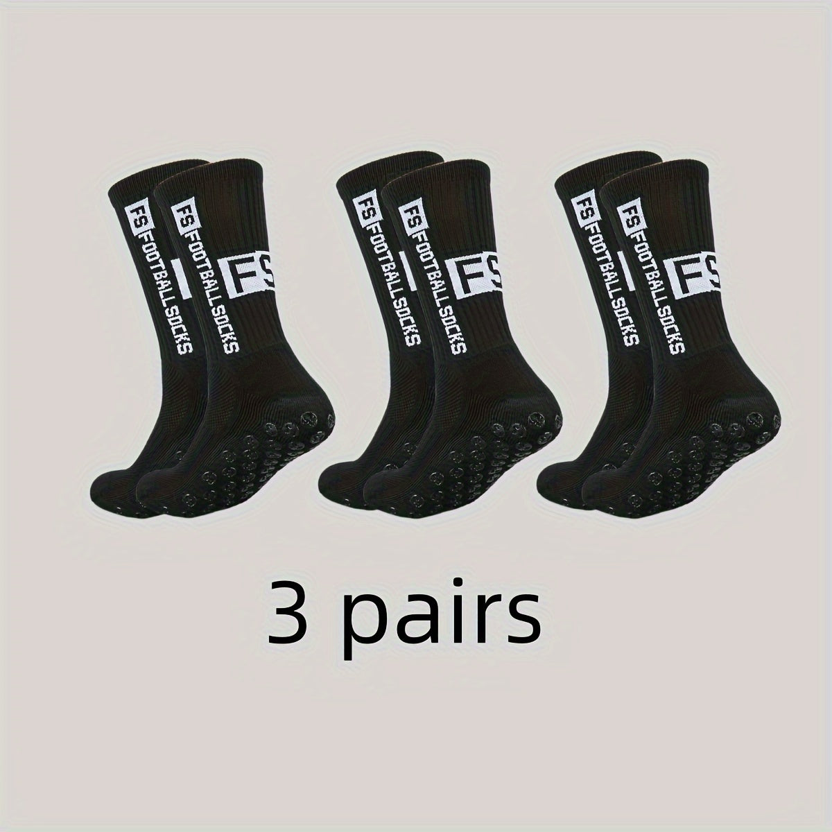 3 Pairs Men's Mid Crew Sport Socks Non Slip Shock Absorption Nylon Blend