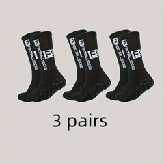 3 Pairs Men's Mid Crew Sport Socks Non Slip Shock Absorption Nylon Blend