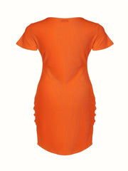 Casual Dress Women's Plus Letter Print Ruched Side Wrap Dress