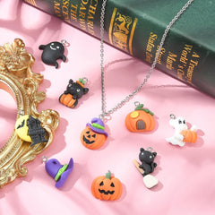 10pcs Halloween Resin Pumpkin Head Bat Demon Persian Cat Shirt Castl