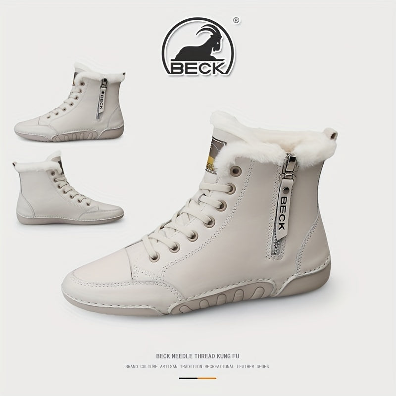 Women's Winter Fleece Lined Outdoor Boots Zipper Anti slip Ankle Boots