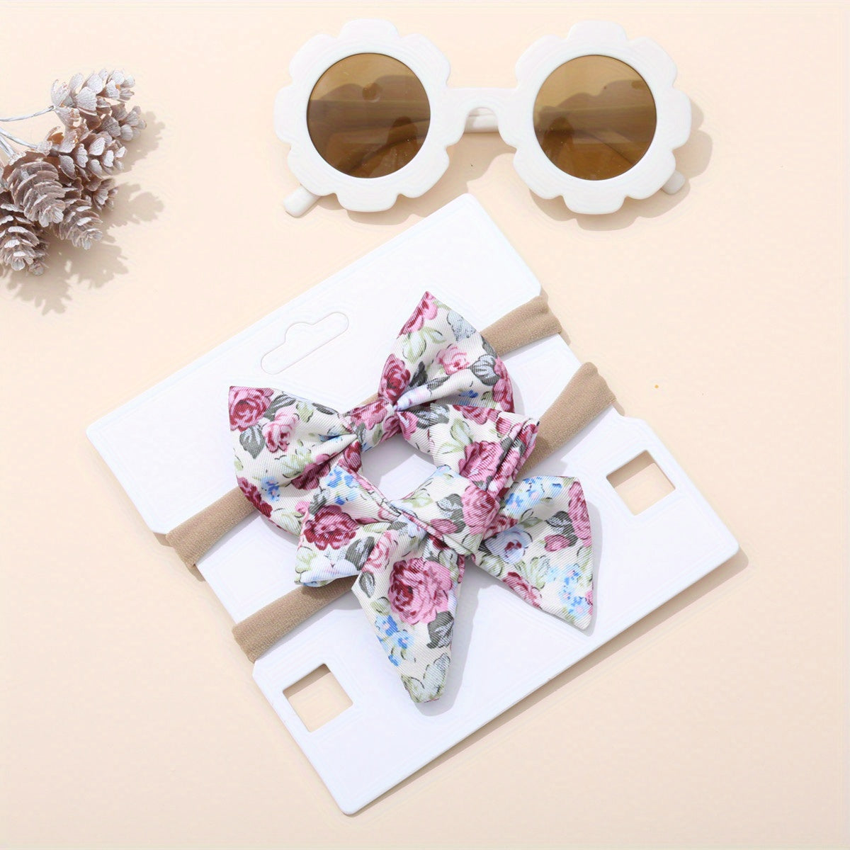 Kids Outdoor Headwear Set with Sunglasses & Bow Hair Bands