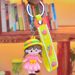 Cute Rubber Keychain Doll for Girls - Perfect for Backpacks and Keys