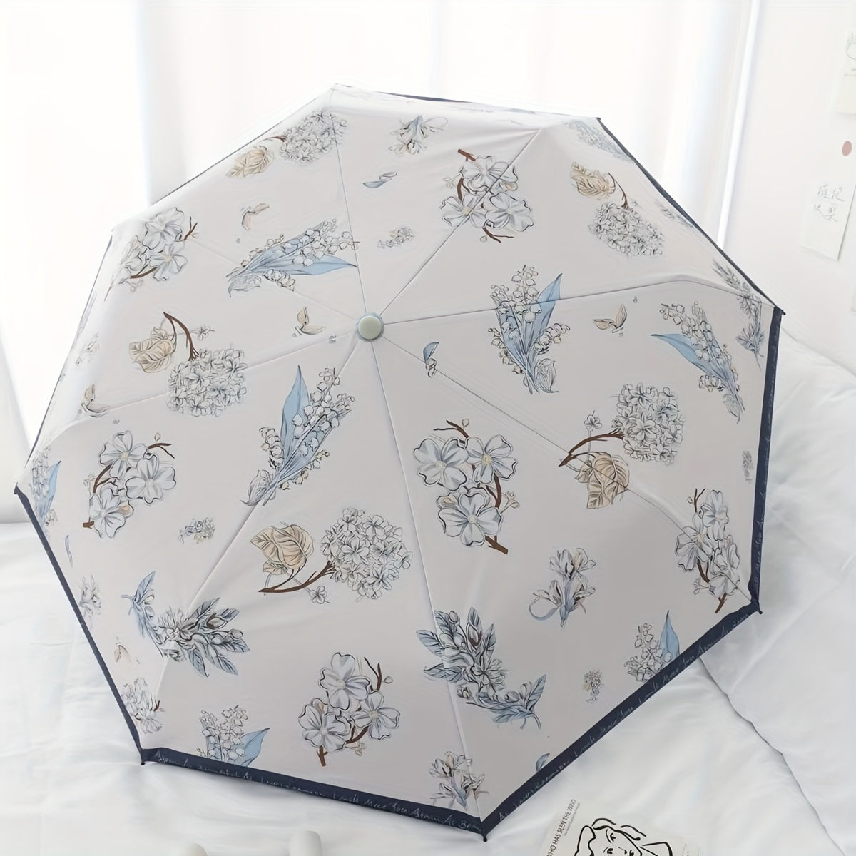 Lily Of The Valley Vinyl Auto Folding Umbrella Rain Or Shine Dual use