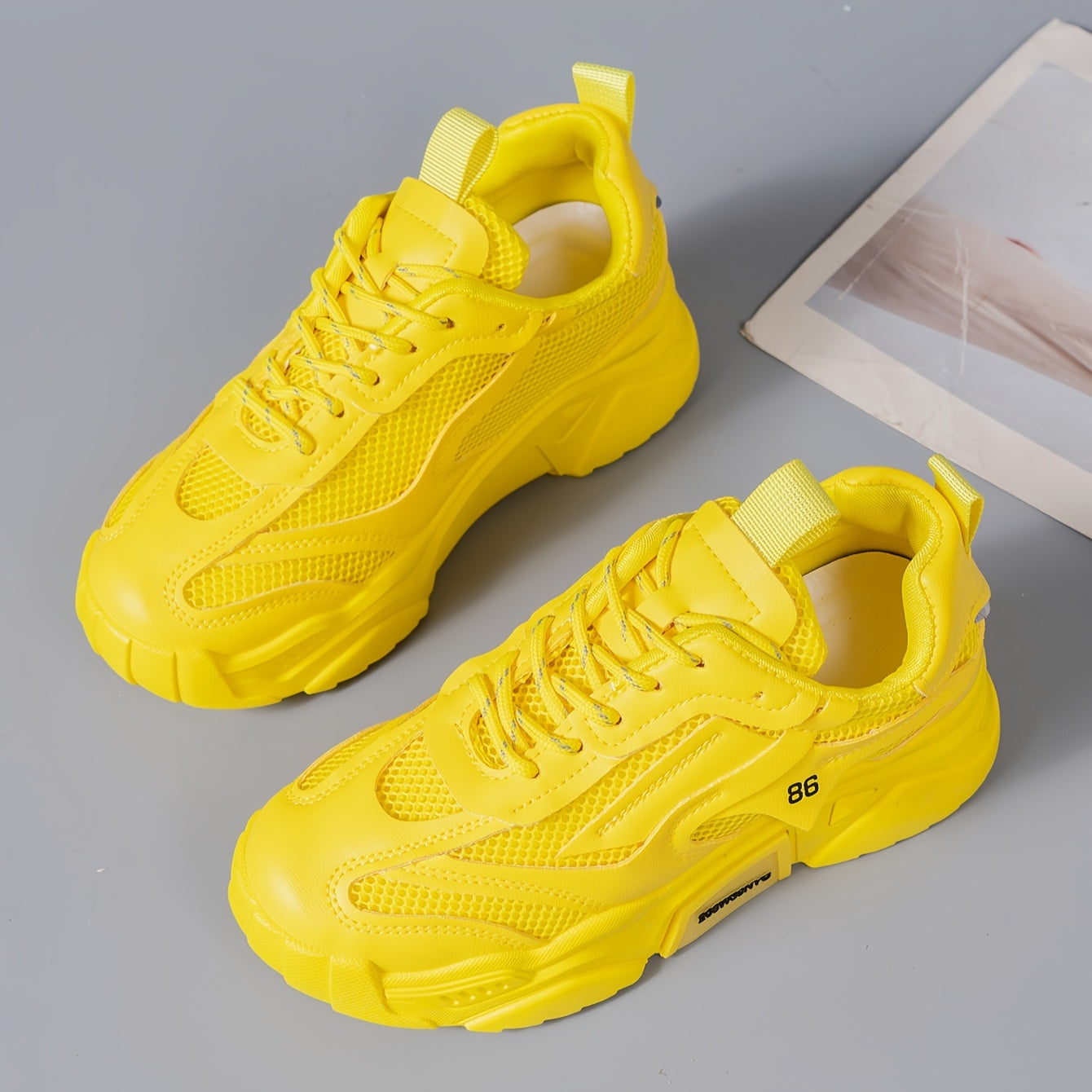 Women's Mesh Platform Sneakers Breathable Lace Up Shoes