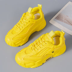 Women's Mesh Platform Sneakers Breathable Lace Up Shoes