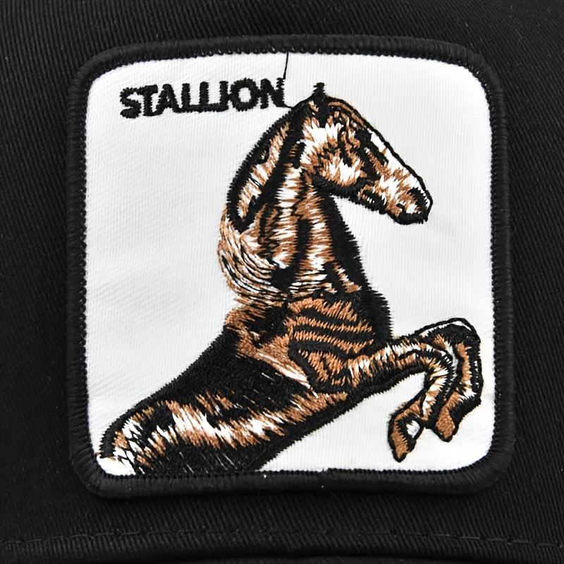 Horse Embroidery Baseball Cap Mesh Peaked Sun Hat
