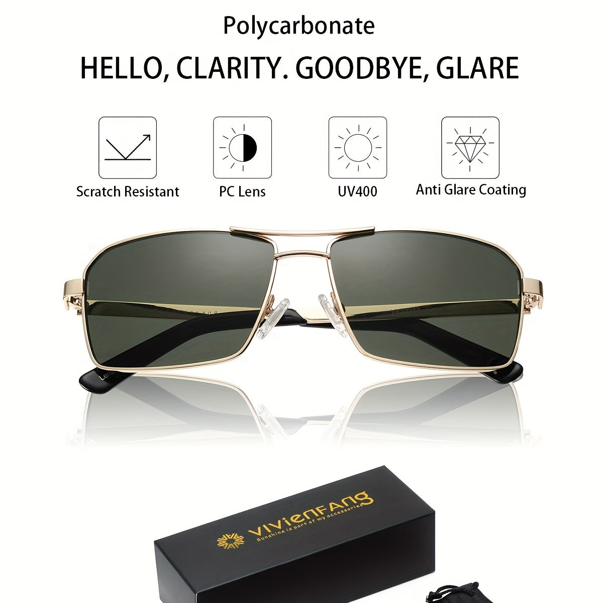 VIVIENFANG Retro Aviator Sunglasses For Men UV Protection