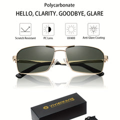 VIVIENFANG Retro Aviator Sunglasses For Men UV Protection