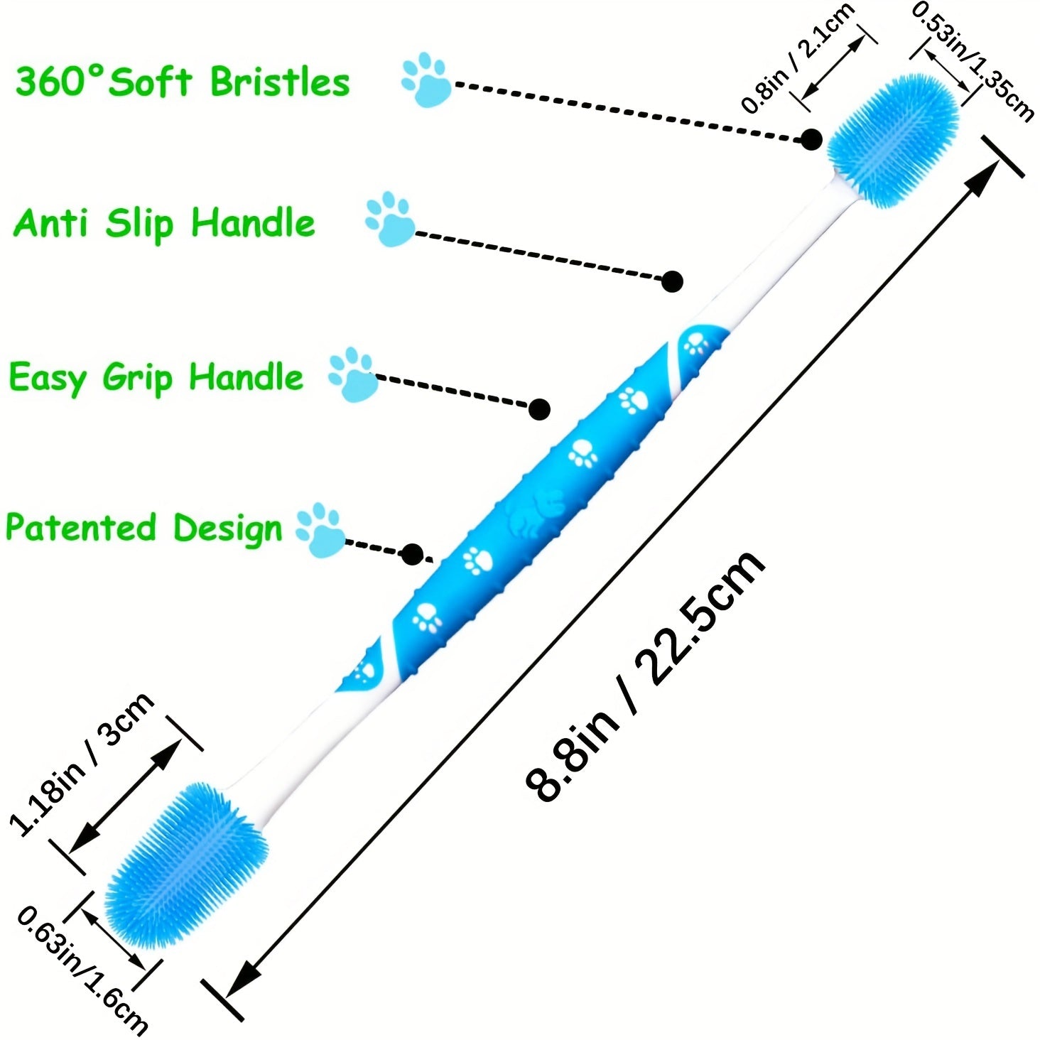 Double Headed Pet Toothbrush For Dogs Cats 360 Degree Silicone Bristle Brush