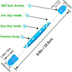 Double Headed Pet Toothbrush For Dogs Cats 360 Degree Silicone Bristle Brush