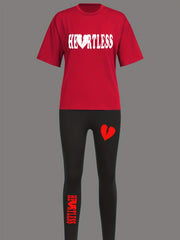 Casual Outfits Set Women's Funny Print Tee & Leggings Set