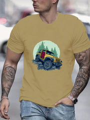 Car Print Men's Graphic Crew Neck Active T shirt Casual Comfy Tees