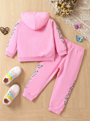 Girls 2pcs Hoodie Top & Sports Trousers Butterfly Print