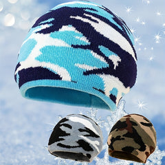 Neutral Camouflage Knitted Hat For Children