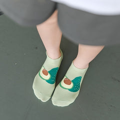 6 Pairs Women Socks Ankle Sock Fruits Pattern Boat Short Socks