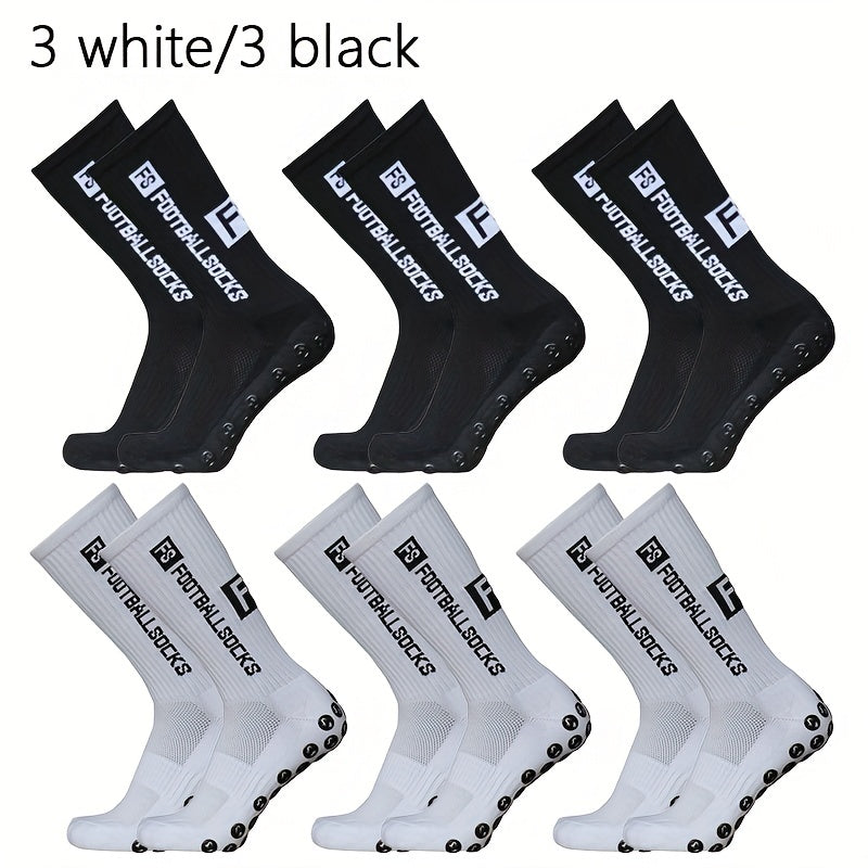 6 Pairs Silicone Non slip Football Socks for Men and Women