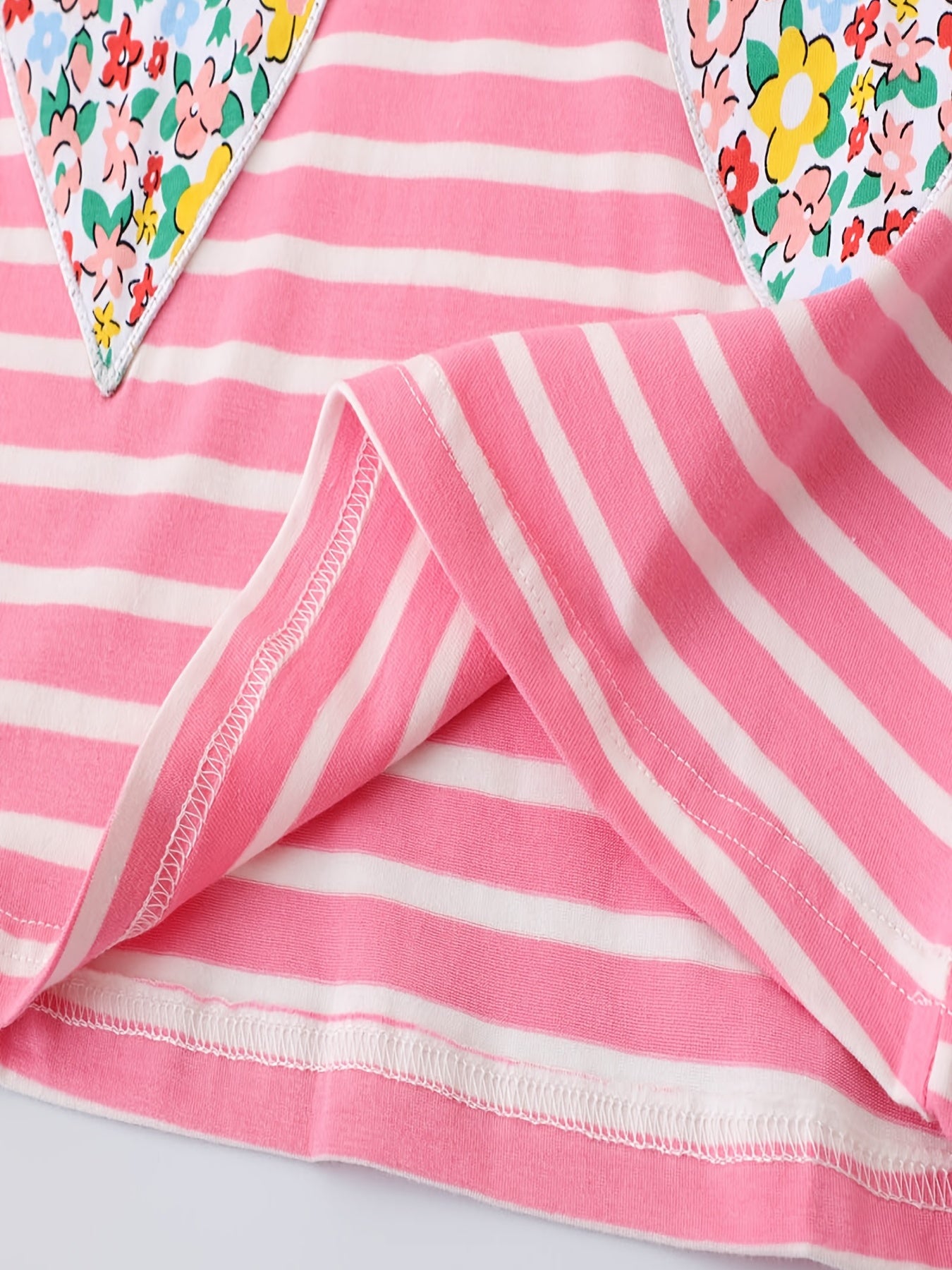 Girls' Stripe Flower Patch Long Sleeve Dress 2-8 Years