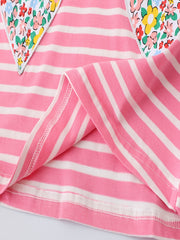 Girls' Stripe Flower Patch Long Sleeve Dress 2-8 Years