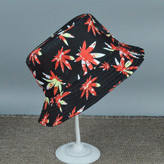 Red Leaves Print Bucket Hat Sun Protection Fisherman Cap