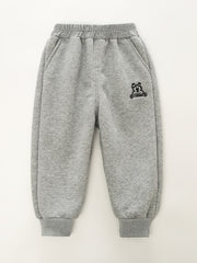 Boys Cartoon Embroidered Fleece Thermal Sweatpants