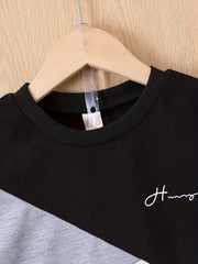 Boy's 2pcs Sweatshirt & Sweatpants Set Block Top Casual Outfits Kids