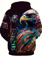 Eagle 3D Print Hoodies For Men Graphic Hoodie Comfy Loose Hooded Pullover