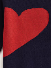 Toddler Girls Heart Pattern Sweater Dress Kids Spring Clothes
