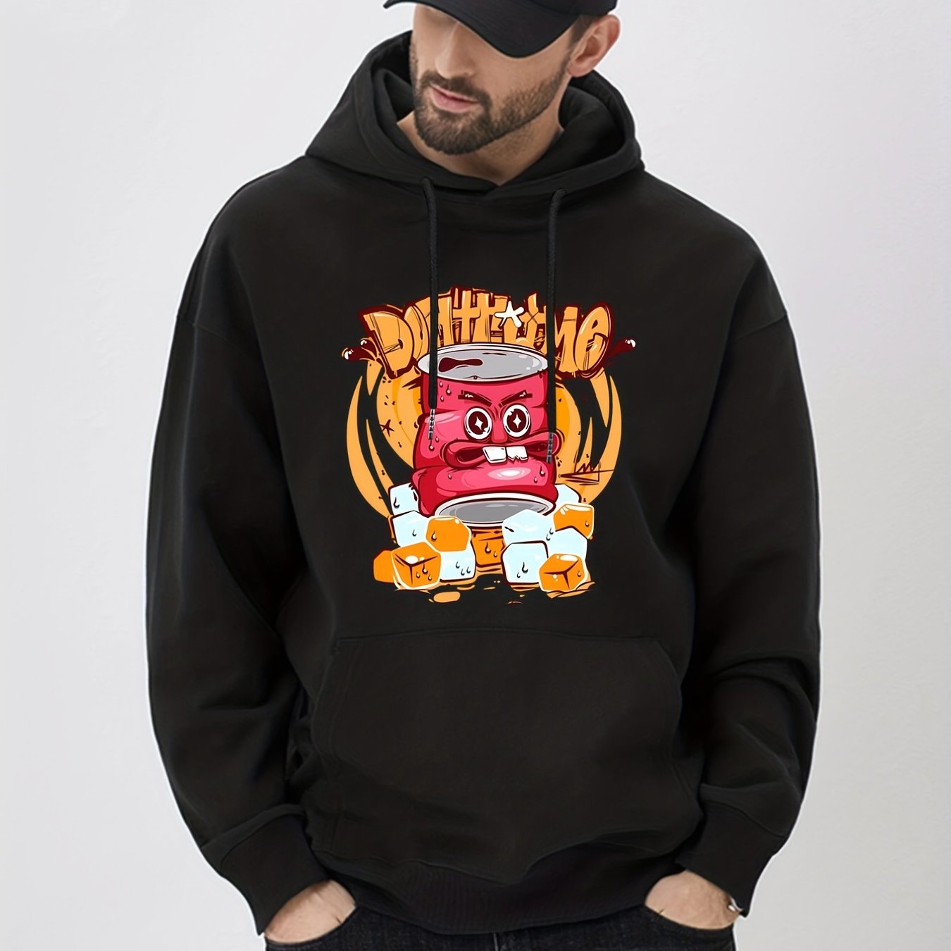 Funny Comic Cans Print Hoodie for Men
