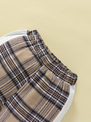 Boys Teen Casual Polo Shirt & Plaid Shorts Set for Summer