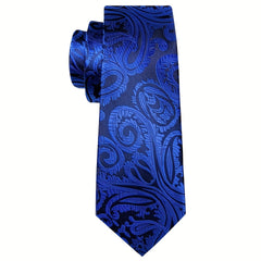 Barry Wang Classic Neckties For Men Royal Paisley Plaid Striped Tie Set