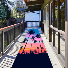 Tropical Palm Trees Pattern Carpet Purple Art Area Rug