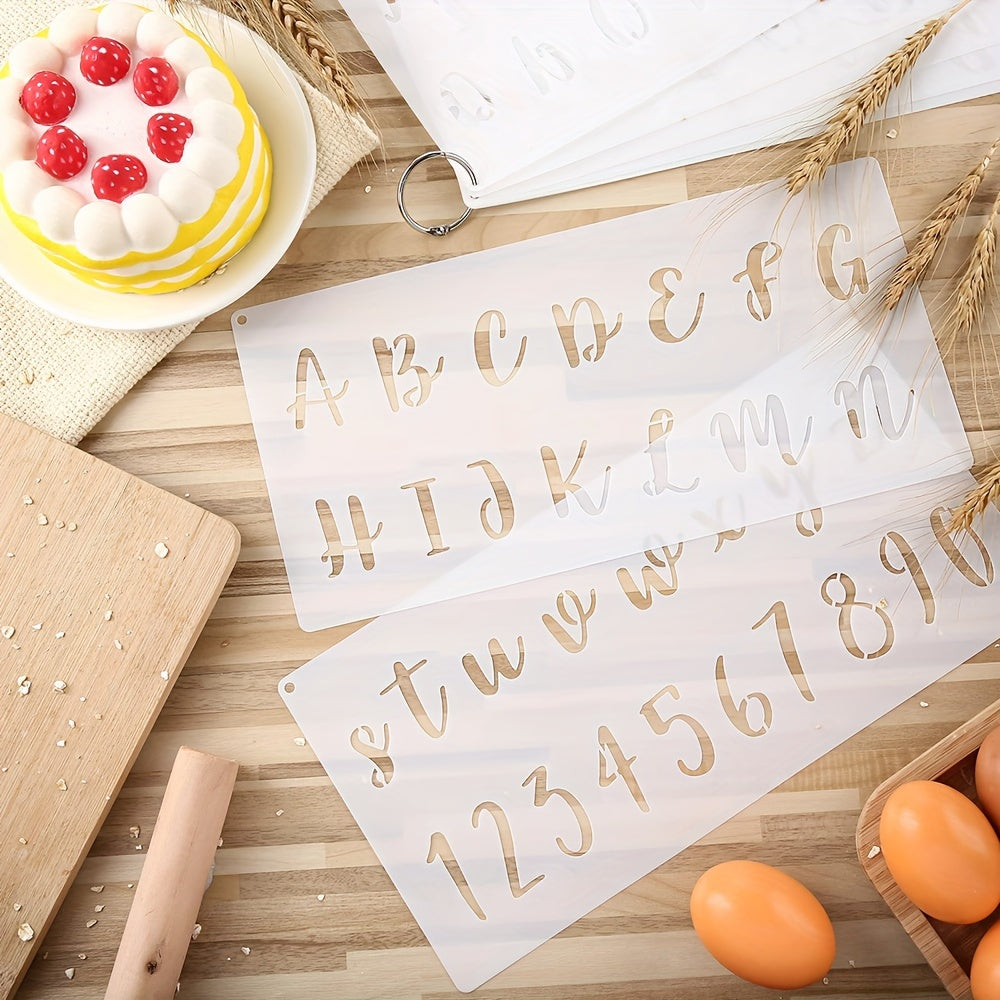 Calligraphy Number Letter Stencil Cursive Alphabet Cake Stencil