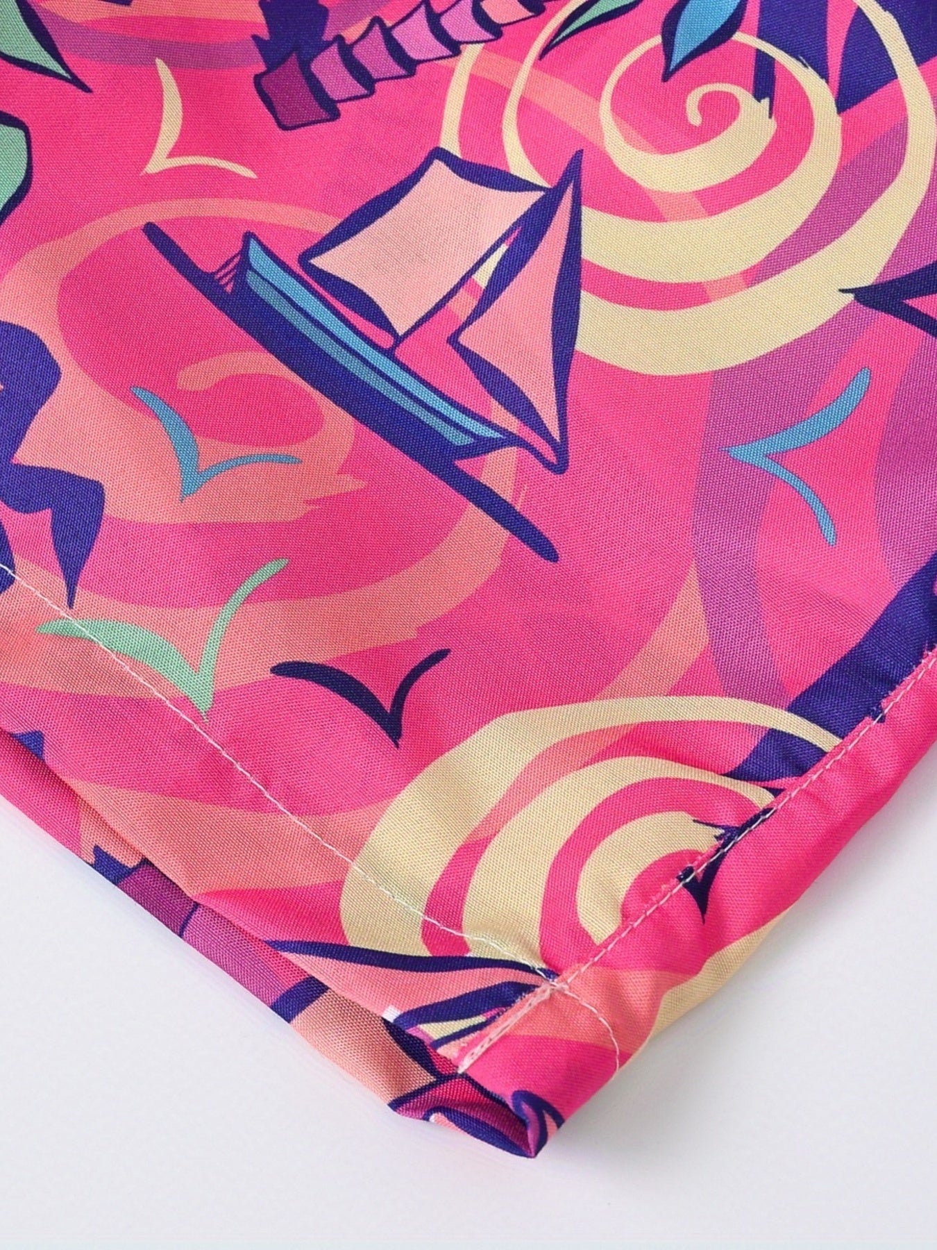 2 Pcs Hawaiian Print Shorts & Hat Set for Girls