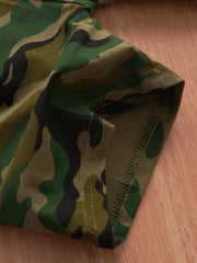 Boys Alphabet Print Short Sleeve & Camo Shorts Set