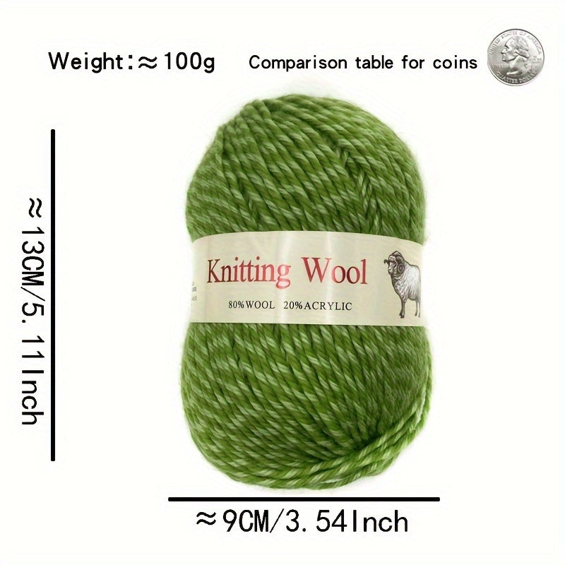 5pcs AB Dyed Wool Thread Australian Wool 80 Anti-pilling Fiber 20