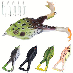5pcs Bionic Frog High Carbon Steel Double Hook Soft Lure Fishing Tackle