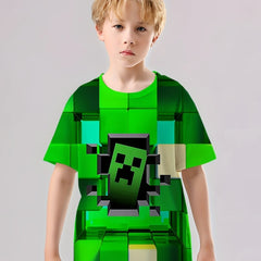 Pixel Style Print Kid's T shirt Unisex Tee For Summer