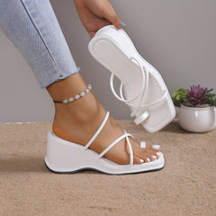 Women's Wedge Sandals Cross Strap Platform Slide Sandals