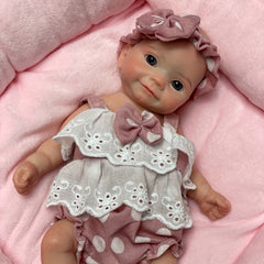 27" Silicone Reborn Girl Doll with Pink Lace Dress & Headband