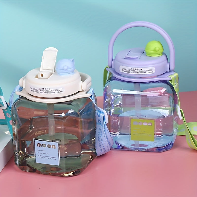 1200ml Square Belly Cup Portable Water Bottle Leakproof Large Capacity